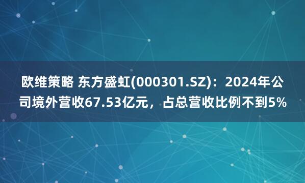 欧维策略 东方盛虹(000301.SZ)：2024年公司境外营收67.53亿元，占总营收比例不到5%